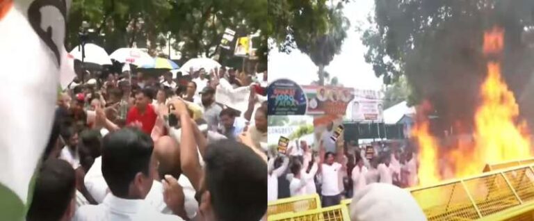 केंद्रीय मंत्री के बयान पर बवाल, कांग्रेस कार्यकर्ताओं ने किया प्रदर्शन