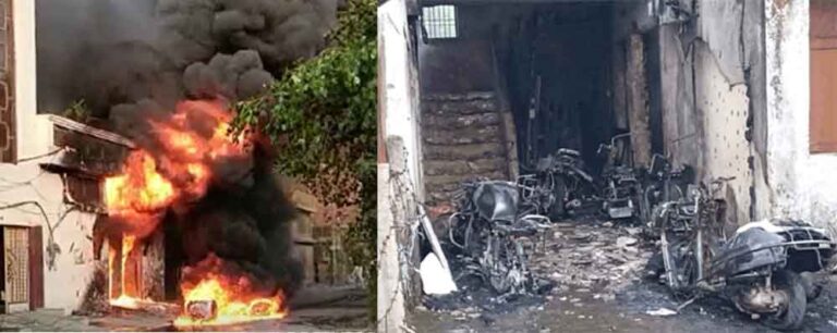 छत्तीसगढ़-दुर्ग के भिलाई में शॉर्ट सर्किट से बिल्डिंग में आग, कई गाडियां और आस-पास के मकान आए चपेट में