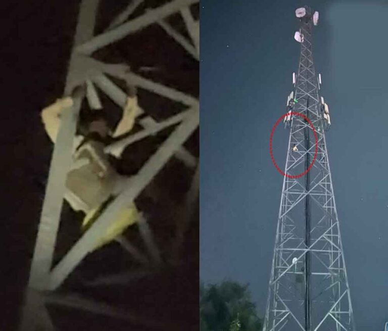 छत्तीसगढ़-कोंडागांव में मोबाइल टावर पर चढ़ा नशेड़ी, पुलिस ने समझा बुझाकर उतारा