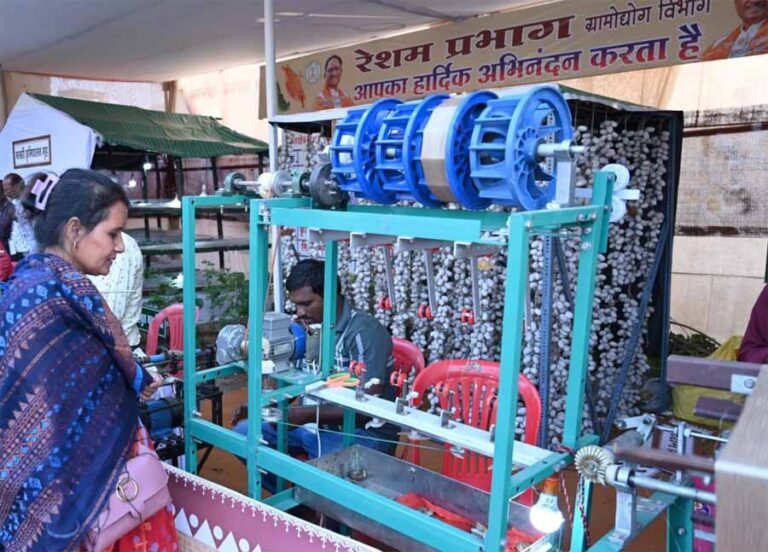 रेशम उत्पादन की प्रक्रिया समझने उमड़ रही भीड़ रेशम उत्पादन की प्रक्रिया समझने उमड़ रही भीड़