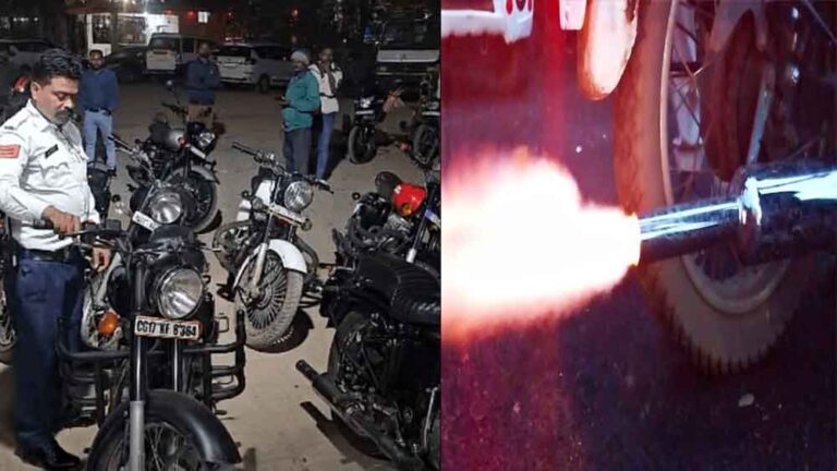 छत्तीसगढ़-जगदलपुर में मॉडिफाई साइलेंसर वाली 18 बुलेट पकड़ीं, रात में चेकिंग से मचा हड़कंप छत्तीसगढ़-जगदलपुर में मॉडिफाई साइलेंसर वाली 18 बुलेट पकड़ीं, रात में चेकिंग से मचा हड़कंप