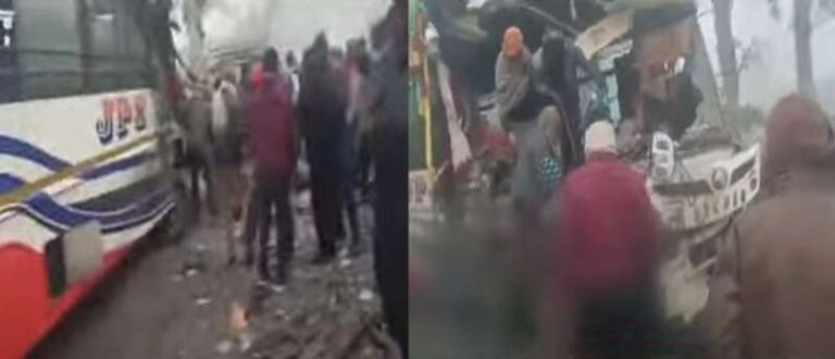 झारखंड के पलामू जिले में बस और ट्रक की टक्कर, एक की मौत, 15 घायल