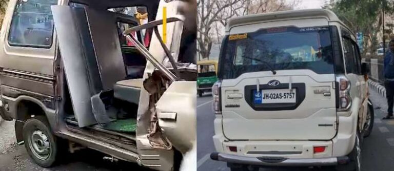 रांची में आईपीएस अधिकारी की गाड़ी और स्कूल वैन में भीषण टक्कर