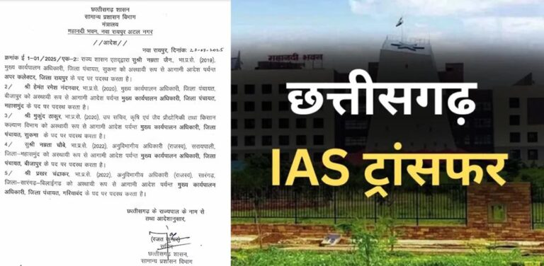 छत्तीसगढ़ में IAS अफसरों के तबादले, नम्रता जैन बनीं रायपुर की अपर कलेक्टर