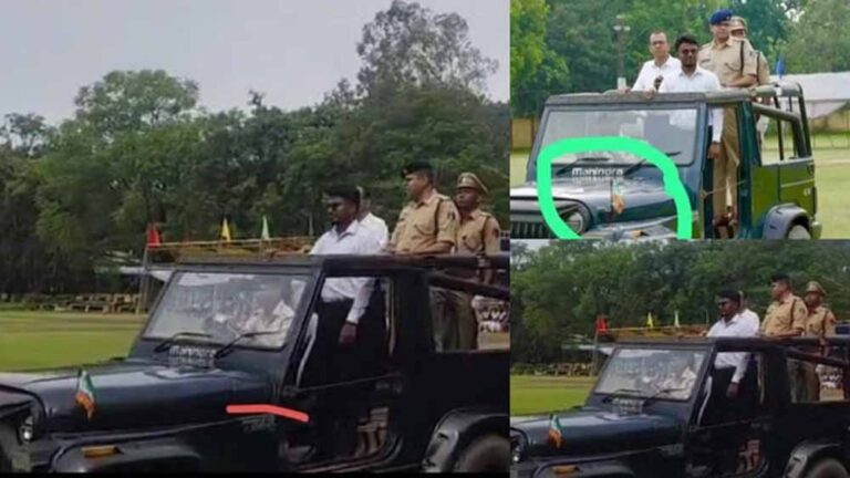 कोरबा में प्रशासन की चूक: गाड़ी में उल्टा तिरंगा, SP और कलेक्टर की मौजूदगी में हुई घटना