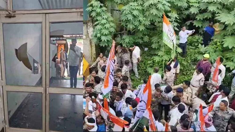 सर्किट हाउस मारपीट विवाद: कांग्रेस ने घेरा मंत्री कश्यप का दफ्तर, महिला पुलिसकर्मी घायल