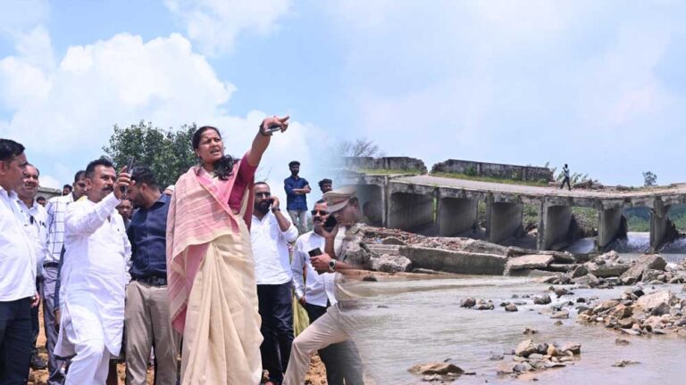 रायपुर : मंत्री श्रीमती लक्ष्मी राजवाड़े ने गोबरी नाला पर अस्थायी रपटा निर्माण कार्य का किया निरीक्षण