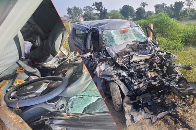 उज्जैन में कार-डंपर टक्कर, तीन युवकों की मौत, एक घायल